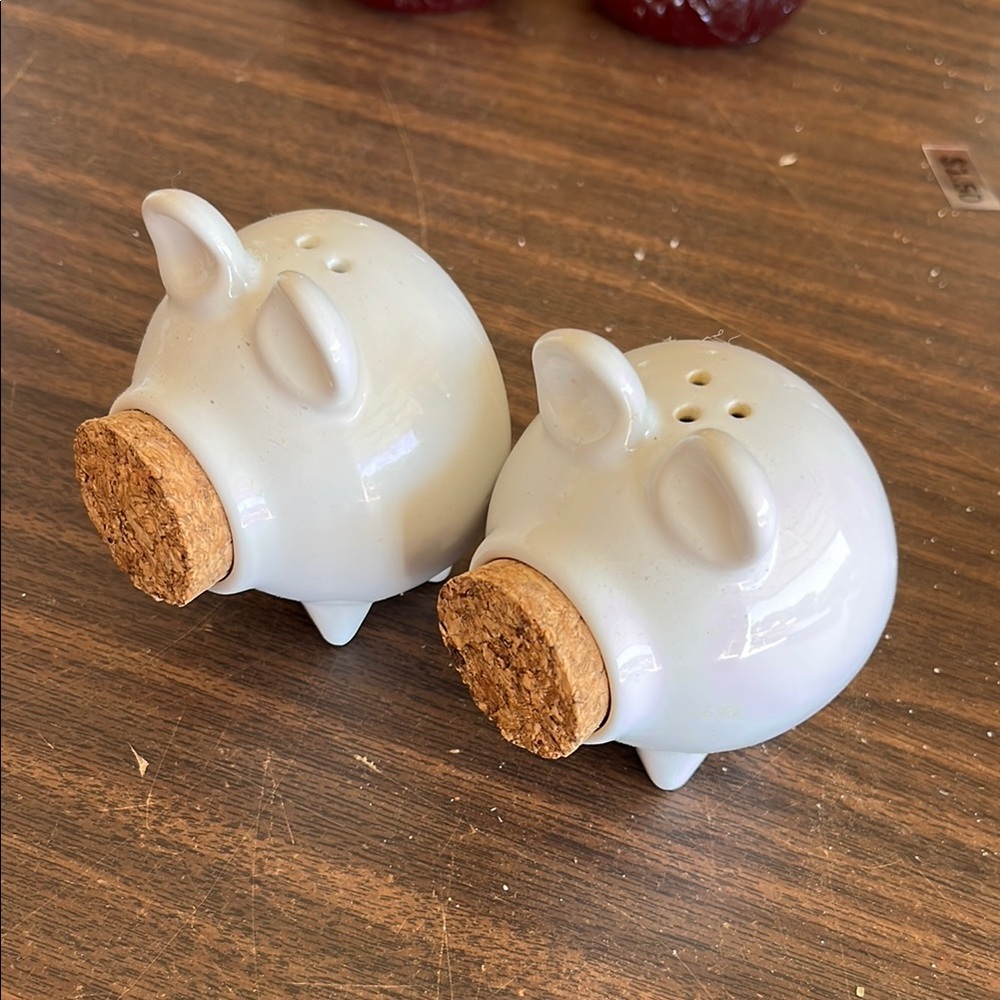 White Pig Salt and Pepper Shakers